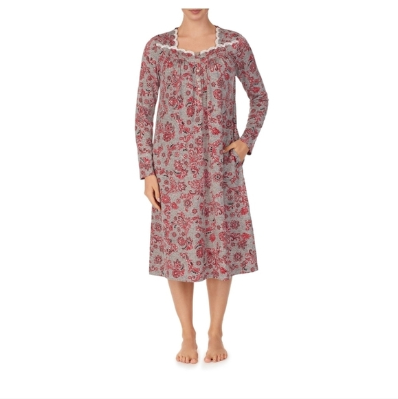 SECRET TREASURES Heather Gray Scroll Nightgown - Picture 1 of 7